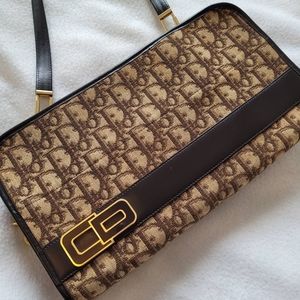 Rare vintage Dior oblique trotter dual way clutch